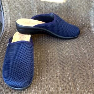 Fly Flot Blue Mesh Wedge Mules Shoes